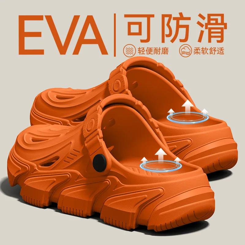 Thick soled perforated shoes for men, 2026 new model for home use, anti slip, wear-resistant, breathable and not tiring