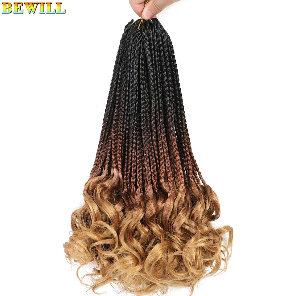14 18 24 Inch French Curl Crochet Braids Boho Goddess French Curl Box Braids Crochet Hair Synthetic French Curly Braiding Hair