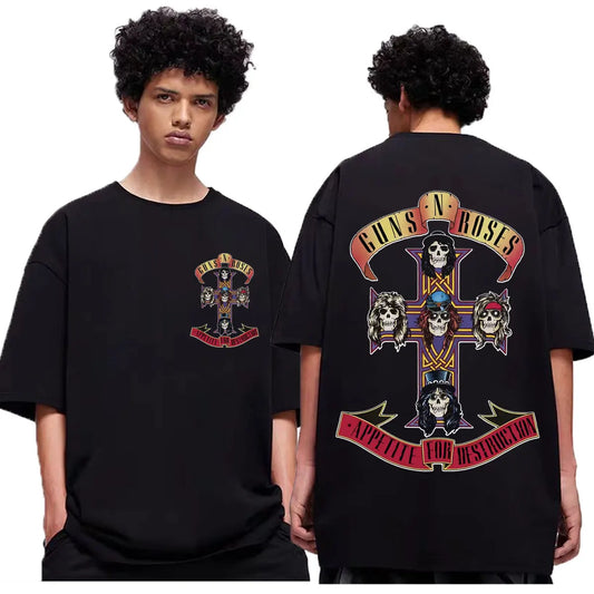 Guns N Roses Appetite for Destruction Album Graphic T Shirts Rock Hip Hop Short Sleeve T-shirt Men Women Casual Loose T-shirts