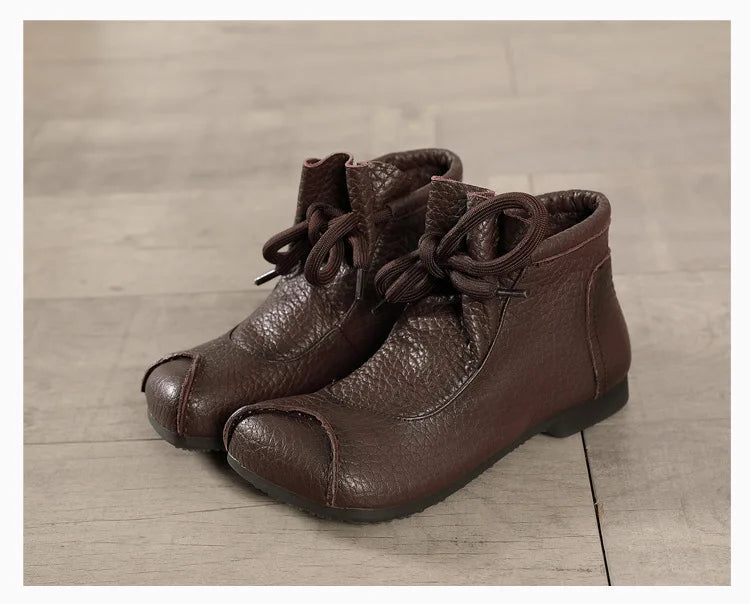 Careaymade-Genuine leather women's boots Fashion retro warm Oversized shoes cow leather Pure handmade ankle boots Casual boots