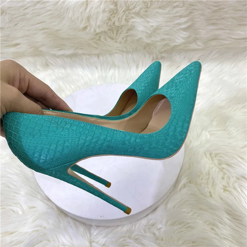 Snake Pattern Thin High Heels Women 8CM 10CM 12CM Elegant Shallow Mouth Party Dress Shoes Brand Lady Shoes Office Woman Pumps
