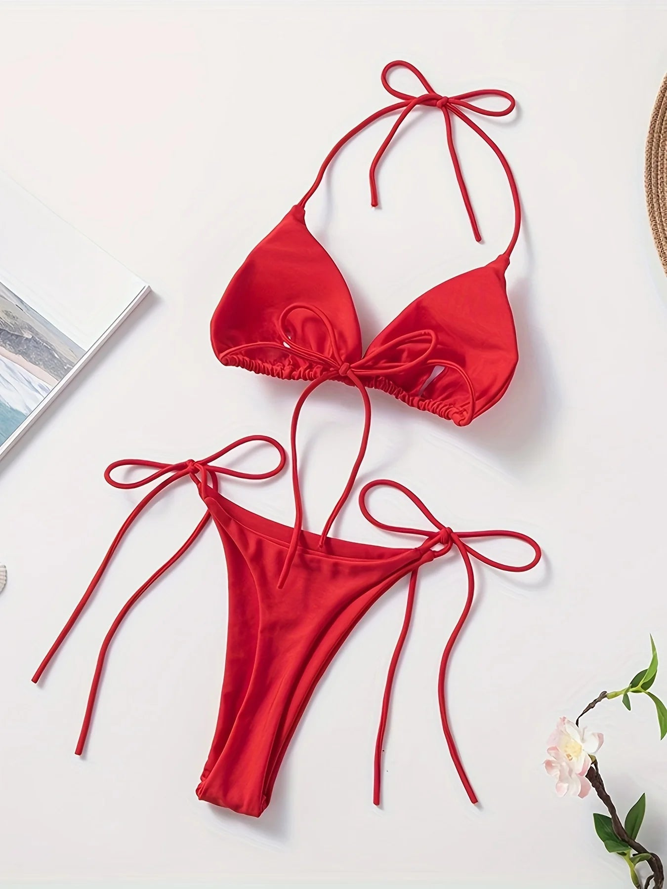 New Stylish Tie-Up Swimsuit with Sexy Print, Two-Piece Bikini for Women, Beachwear for Vacation