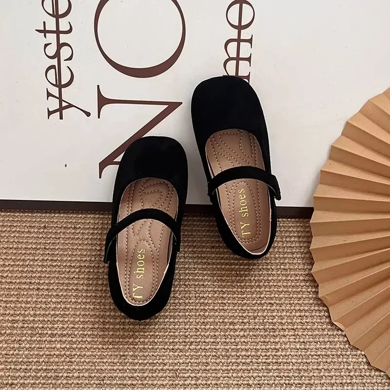 Spring Girl's Casual Shoes Round Toe Hook-loop Shallow Chic Kid's Flat Shoe Solid Colors Anti-slip Daily All-match Children Shoe