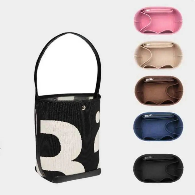 Multi-Pocket Felt Insert Bag Organizer Makeup Organizers Liner Perfect for Women Handbags Bucket Bag Bag Accesories Cosmetic Bag