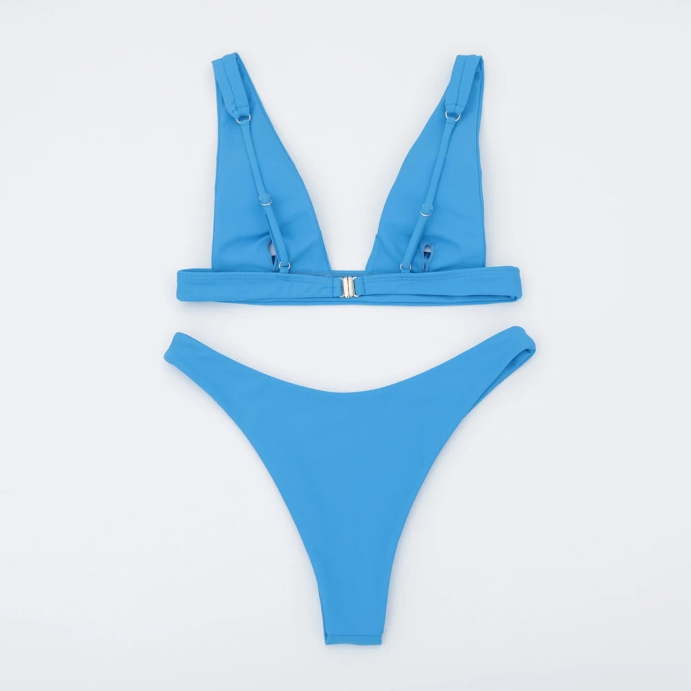 Swimsuit Woman 2023 Sexy Lingerie V-neck Swimwear Two Pieces Swimsuit Female Low Waist Bikini Set Brazilian Bathing Suit