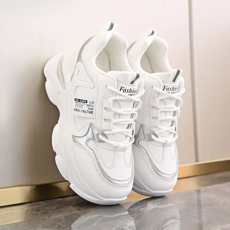Women Thick Bottom Ultra-light Sneakers New Spring Autumn White Sports Shoes Casual Woman Comfort Breathable Running Shoes