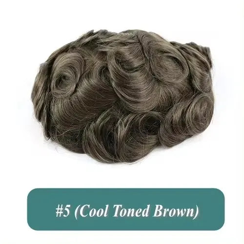 80%Density Natural Hairline 0.02mm Ultra Thin Skin Invisible Mens Toupee Brown Blonde Grey Human Hair Capillary Prosthesi System