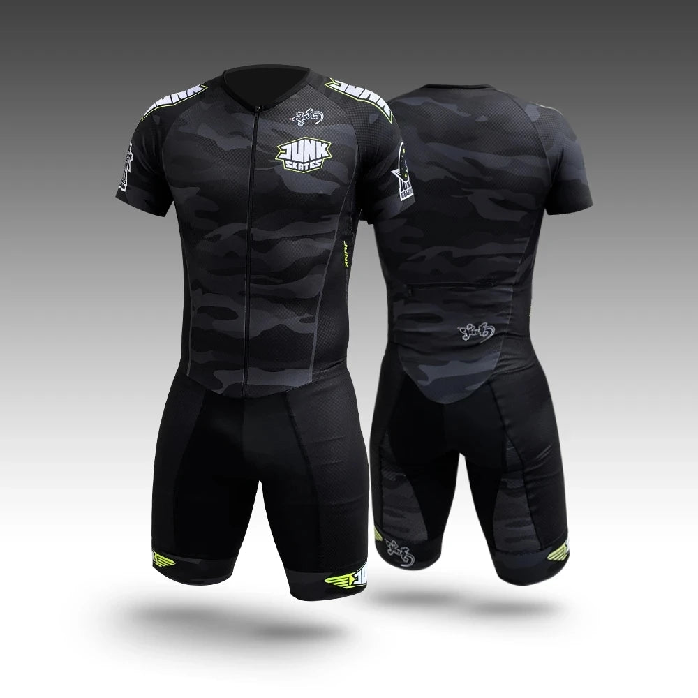 Mans Roller Skating Cycling Jersey Triathlon Clothing Tri Suit Skinsuit Conjunto  Bike Body Sport Swim Run Jumpsuit No Cushion
