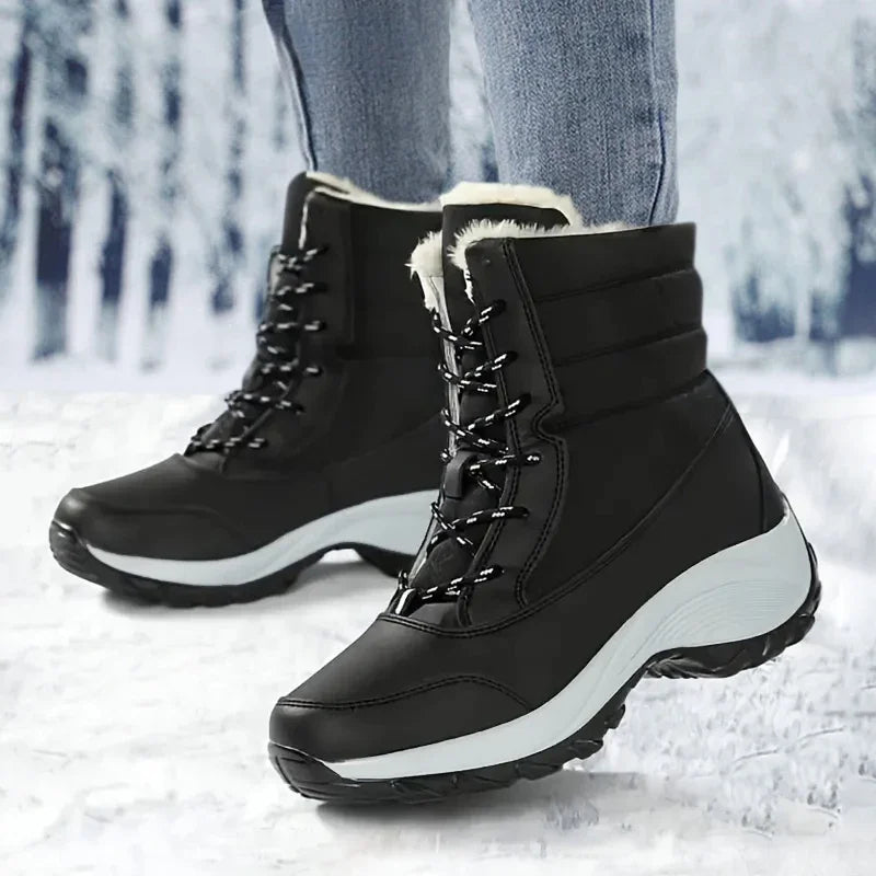 Women Platform Boots Winter Walking Shoes for Woman Plush Keep Warm Thigh High Boots Outdoor Winter Snow Black Ankle Boots 2025