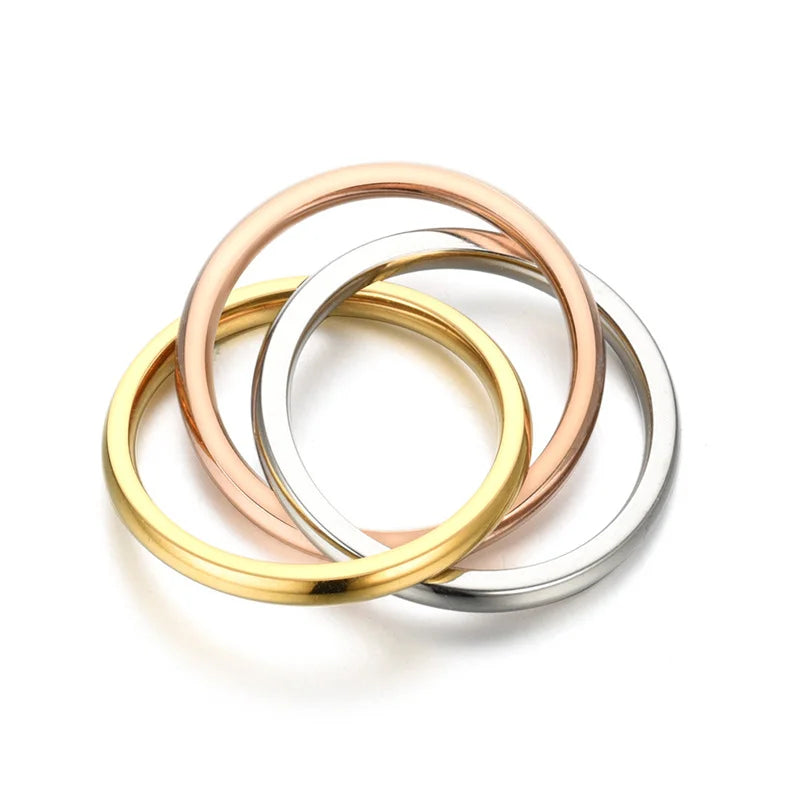 2026 Fashion Triple Interlocked Wedding Rings for Lovers Stainless Steel Three-in-One Promise Ring Valentine's Day Gifts