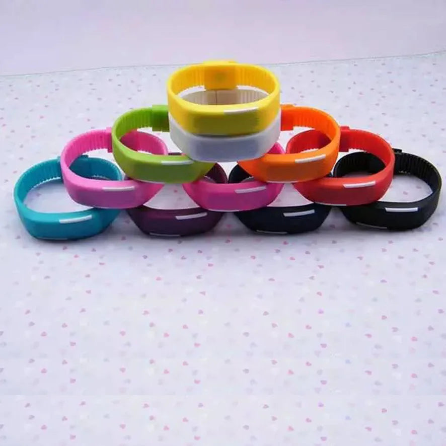 New Digital LED Watches Candy Color Silicone Rubber Touch Screen Digital Watches Women Men Children Bracelet Sports Wrist Watch