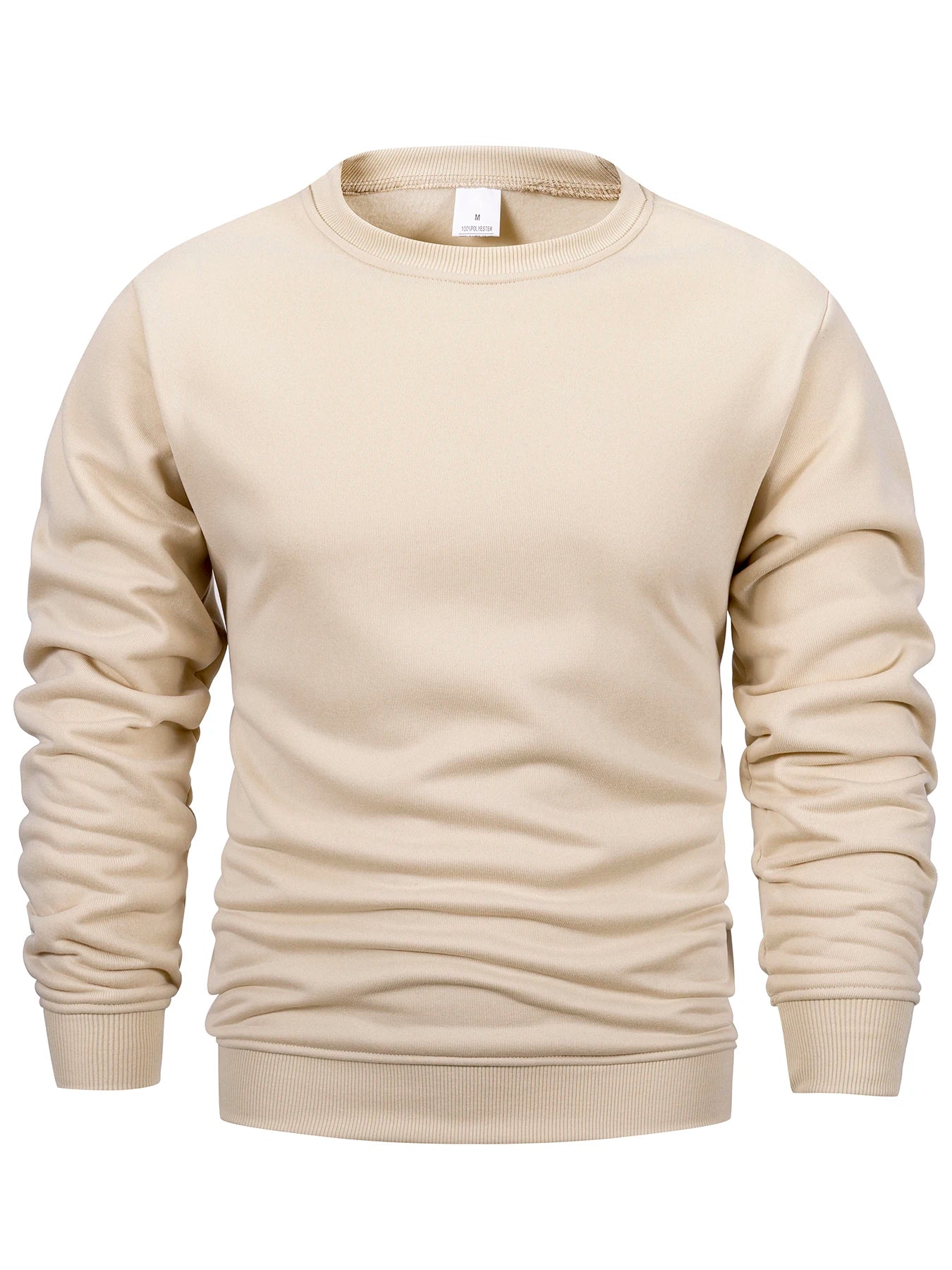 Men's Crew Neck Sweatshirts Solid Color Sweatwear Spring Outdoor Casual Daily Long Sleeve Pullover Hoodie Man Sportswear