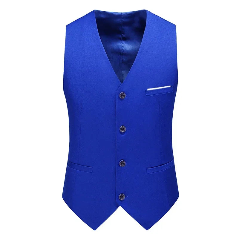 M-6XL Luxurious Fashion High-end Solid Color Men's Official Business Casual Suit Vest Groom Wedding Dress Party Male Waist Coat