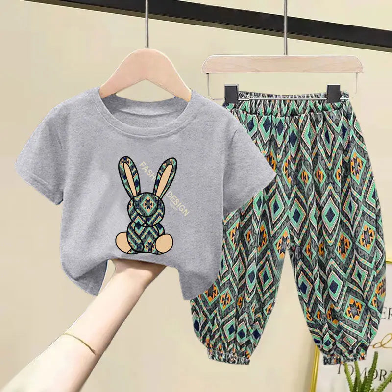 Children Clothing Sets Boys Girls 2023 Summer Mother Kids Clothes Cotton T-shirt Short Sleeves Trousers 2pcs Suit Baby Clothes