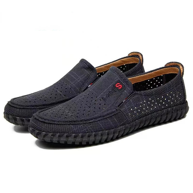 Men's Mesh Shoes Summer Hollow Out Breathable Casual Shoes Large Size Oxfords Bottom Work Shoes Soft Comfort  Flats Male Sneaker