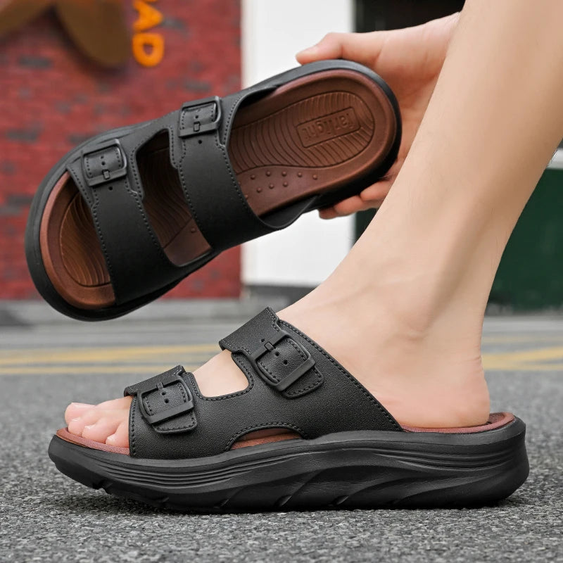 New Men's Sandals 2026 Summer Outdoor Fashion Comfortable Thick soled Casual Shoes Large Lightweight Non slip Walking Slippers