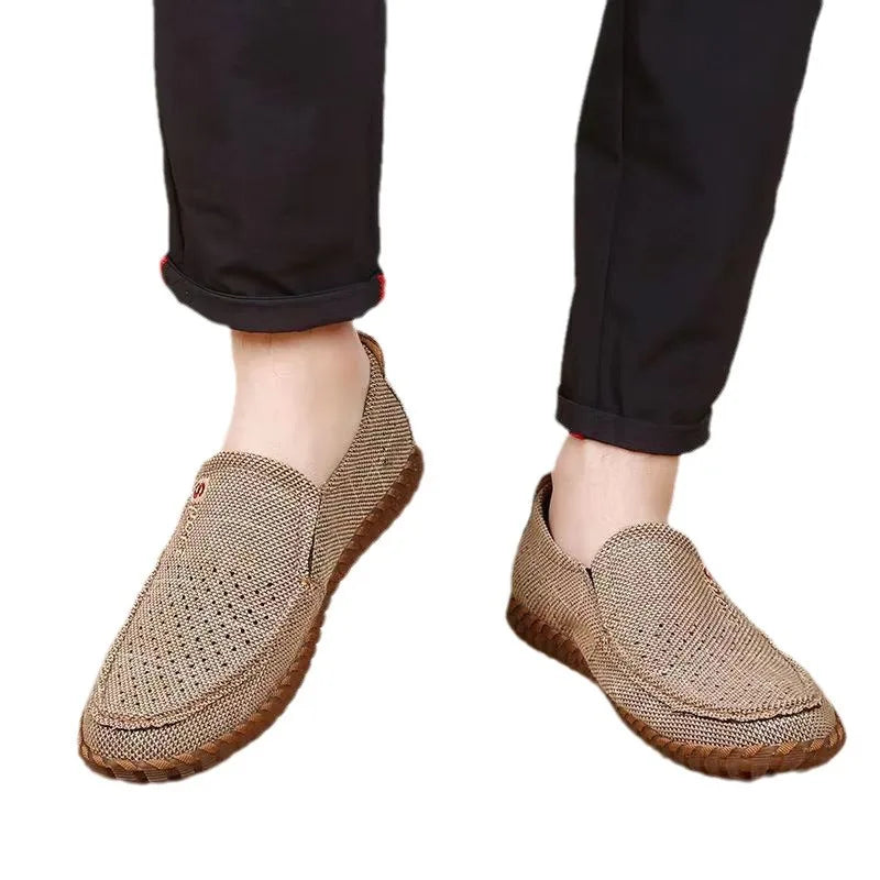 Men's Mesh Shoes Summer Hollow Out Breathable Casual Shoes Large Size Oxfords Bottom Work Shoes Soft Comfort  Flats Male Sneaker