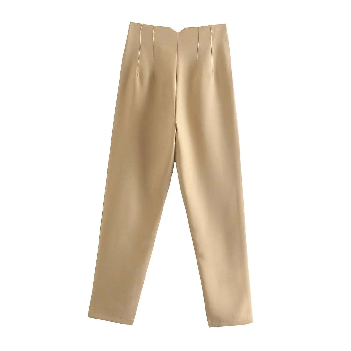 Duoperi Women High Waist Solid Trousers Chic Office Workwear Long Pants