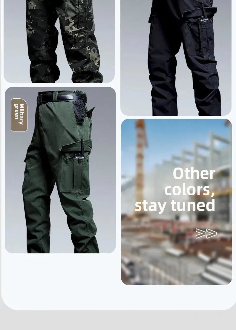 Water-Resistant Tactical Work Pants for Men Multiple Pockets Outdoor Military Fans Casual Pants Spring Autumn American Style