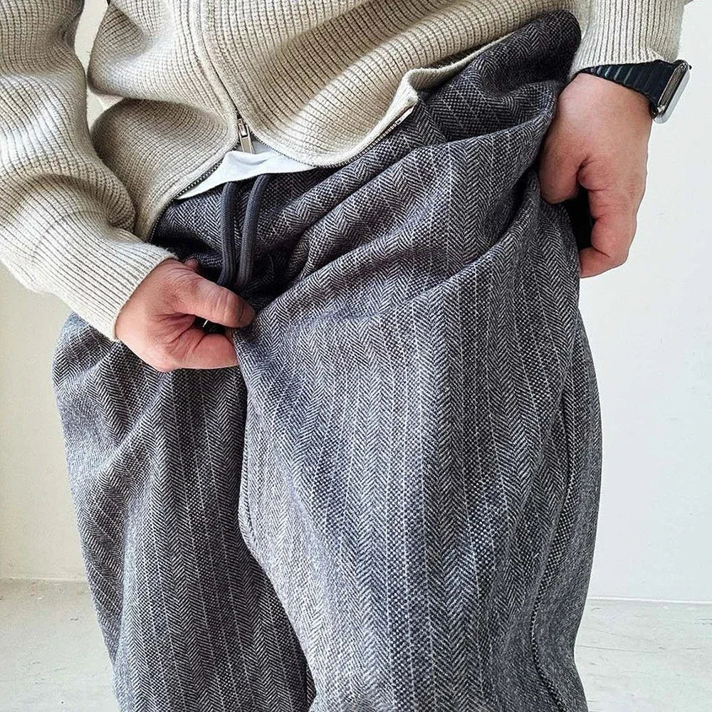 Mens Pants Casual Acrylic Pants Autumn Streetwear Fashion Personality Versatile Trend Comfort Wide-Leg Pants Men'S Clothing