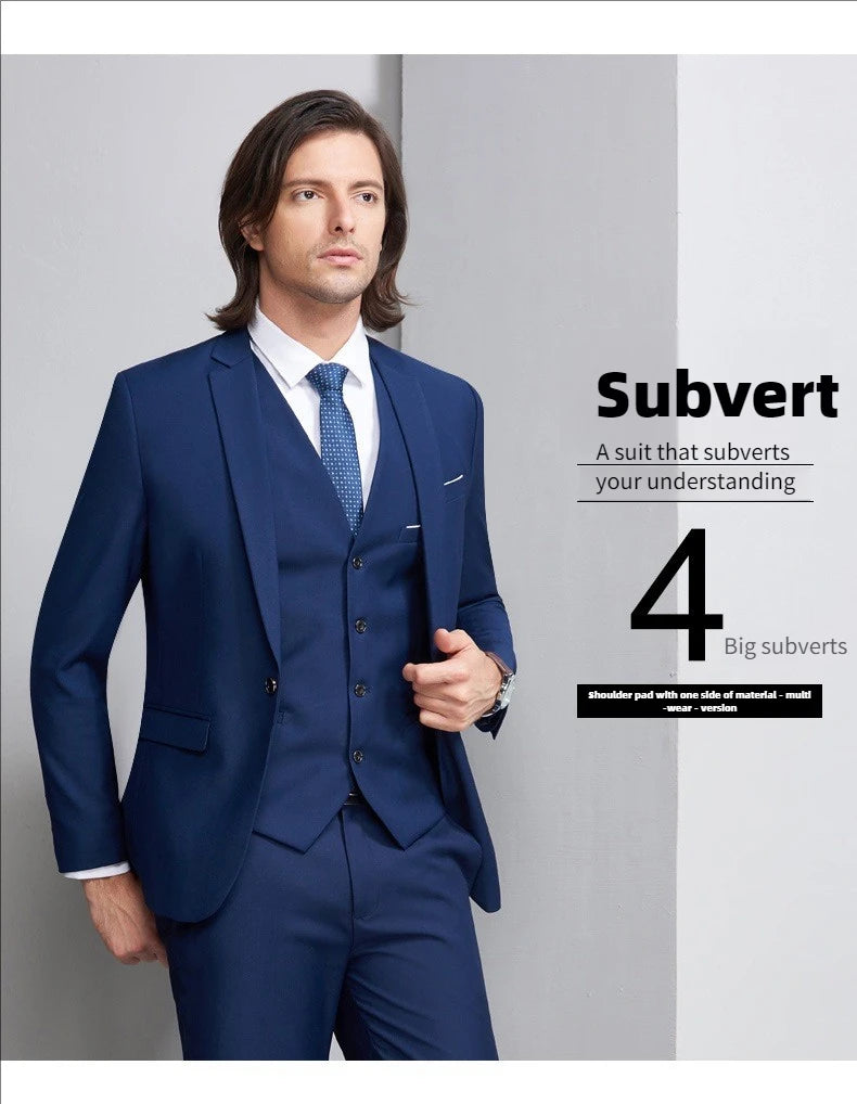Elegant Suits For Men Wedding 3 Pieces 2 Set  Fashion Classic Full Jackets Vest Pants Blazers Outfit 2024 Formal Costume