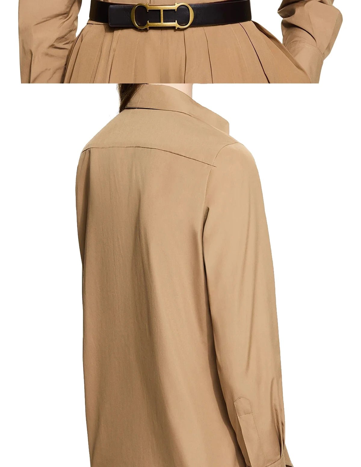 Women Embroidery A Line Pleated Skirt Set With Long Sleeve Shirt Office Wear