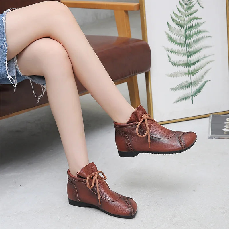 Careaymade-Genuine leather women's boots Fashion retro warm Oversized shoes cow leather Pure handmade ankle boots Casual boots
