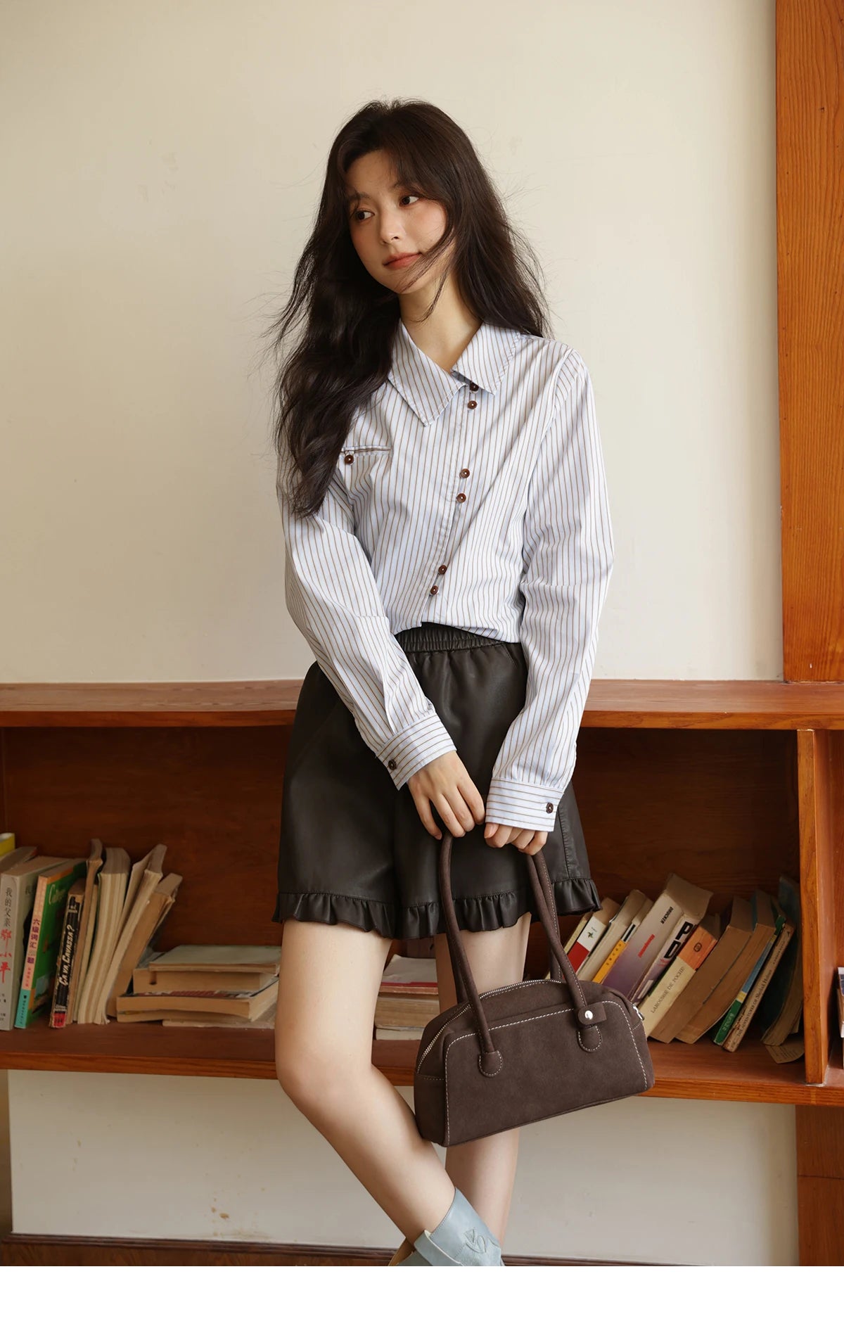 MISHOW Women's Striped Asymmetric Shirt 2025 Autumn New Arrival Vintage Loose Long Sleeve Tops Commuter Woman Clothes MXE42C2375 BAZAARHUBO