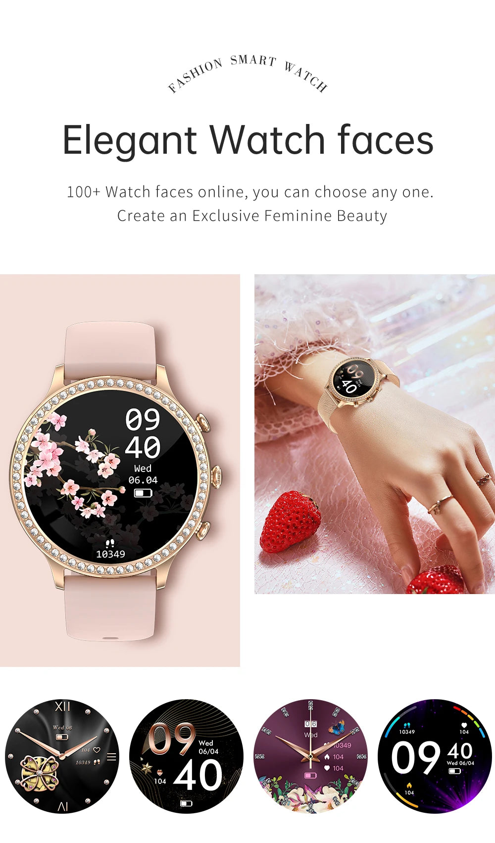 SmartWatch Women Bluetooth Call Smart Watches HD Large Screen Watches Multi-sport Mode Heart Rate Monitoring Strong Battery Life