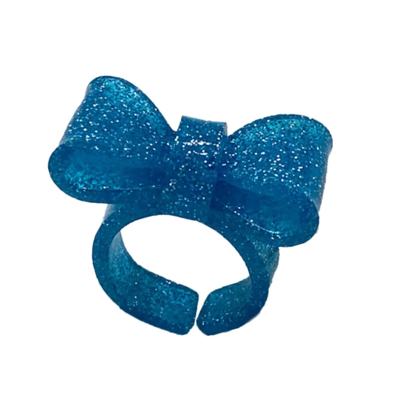 Resin Rings Dumpy Acrylic Rings Bowknot Rings Aesthetic Trendy Colorful Open Rings Statement Jewelry Bow Rings for Women