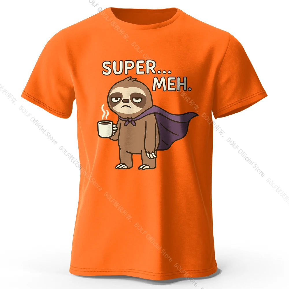 Men's Super Meh Printed T-Shirt 100% Cotton Oversized Apathetic Graphic Tees for Women Summer Tops Slacker Streetwear
