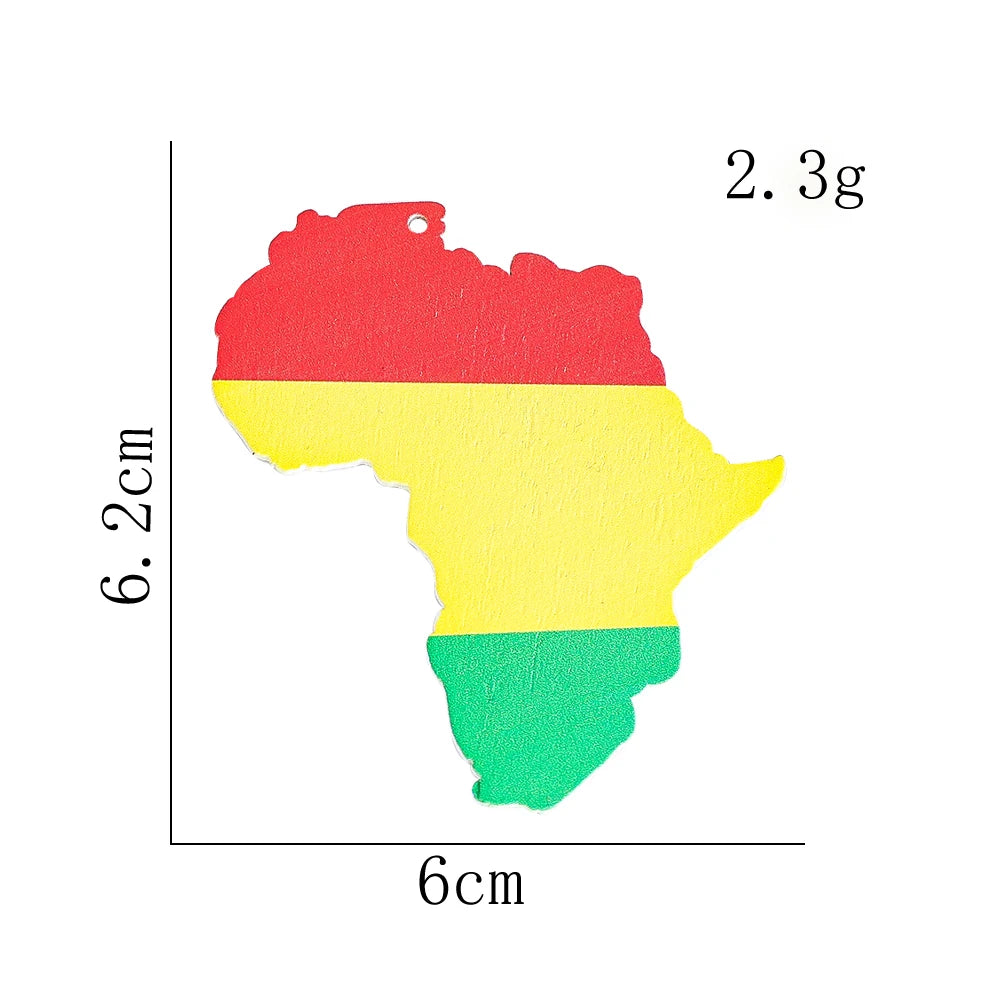 Fashion Painted African Map Dangle Earrings for Women and Girls Ethnic-Style Ear Accessories Statement Jewelry Everyday Styling