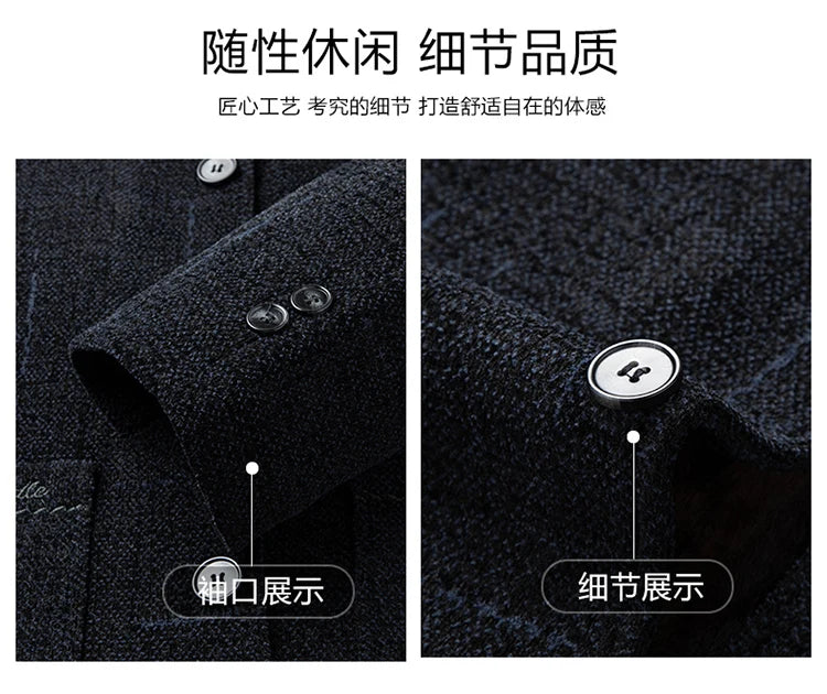 2026 Men Woolen Coats Men's business Casual Trench Coat Winter Coat with wool inner Man Autumn and Winter Wool Coat for Men