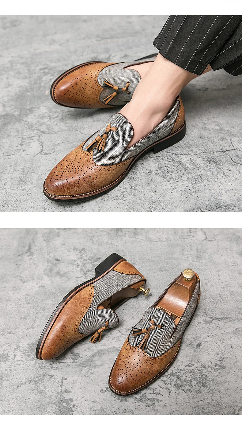 men leather shoes tassel loafers for men social shoe male classic shoes men elegant party moccasins mens fashion footwear