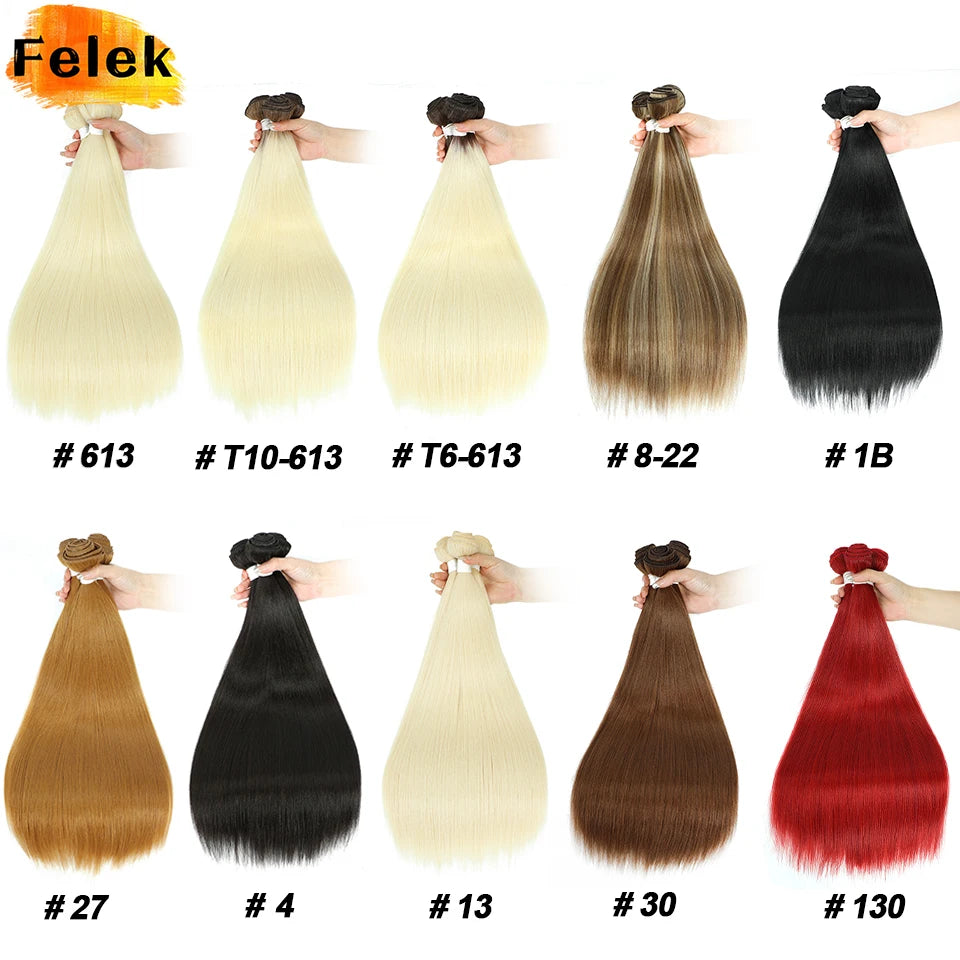 1Pc Straight Hair Bundles Synthetic Natural Hair Weaving 613 Blonde Bundles Hair Extensions Ombre Brown Red Weave Long Fake Hair