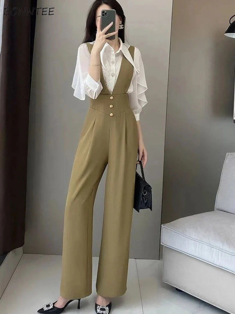 Jumpsuits Women Elegant Office Lady Solid All-match Fashion Simple Leisure Korean Style Comfortable Autumn Design Classic New