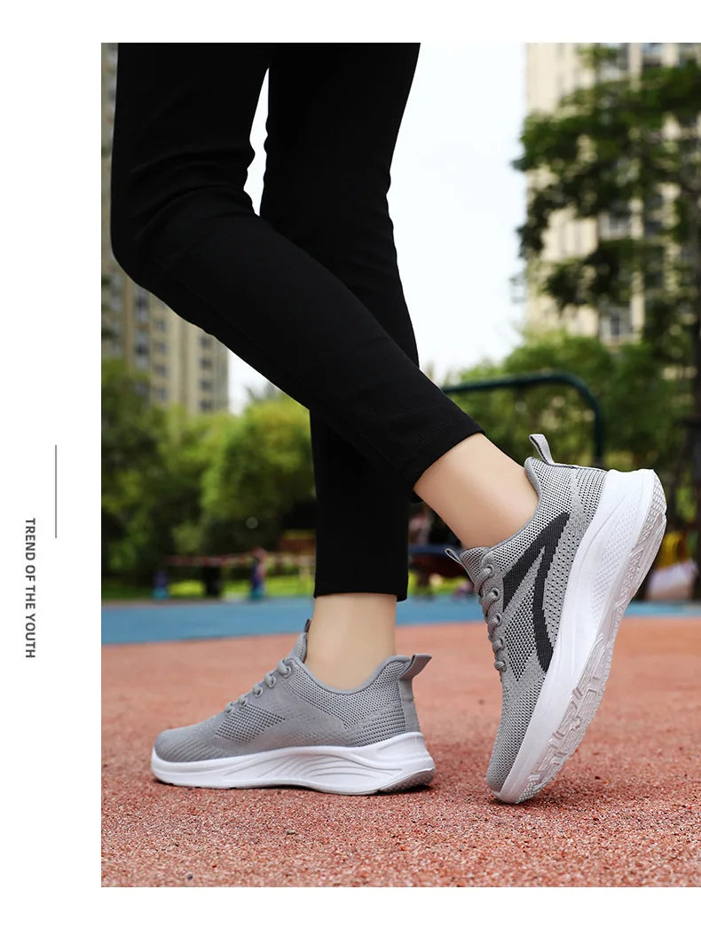 Women Casual Sport Shoes Breathable Lightweight Sneakers Outdoor Mesh Black Running Shoes Athletic Jogging Tenis Walking Shoes