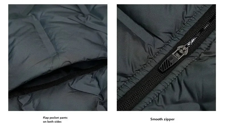 CHUJIE Winter white down jacket men's graphene self heating windproof pleated down jacket stand collar casual warm down jacket