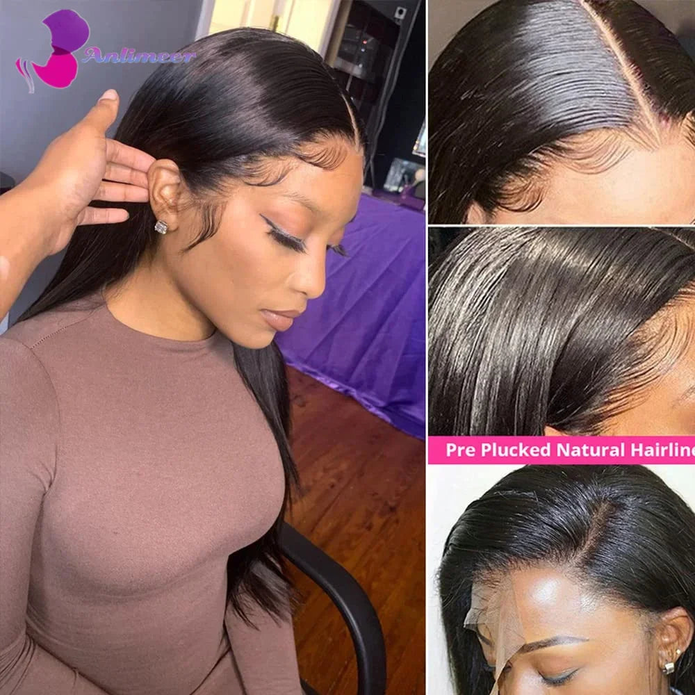 Glueless Silky Straight Human Hair Jet Black Deep Part 13x4 Silk Top Lace Front Wigs Pre Plucked 13x6/360/Full Lace Wigs