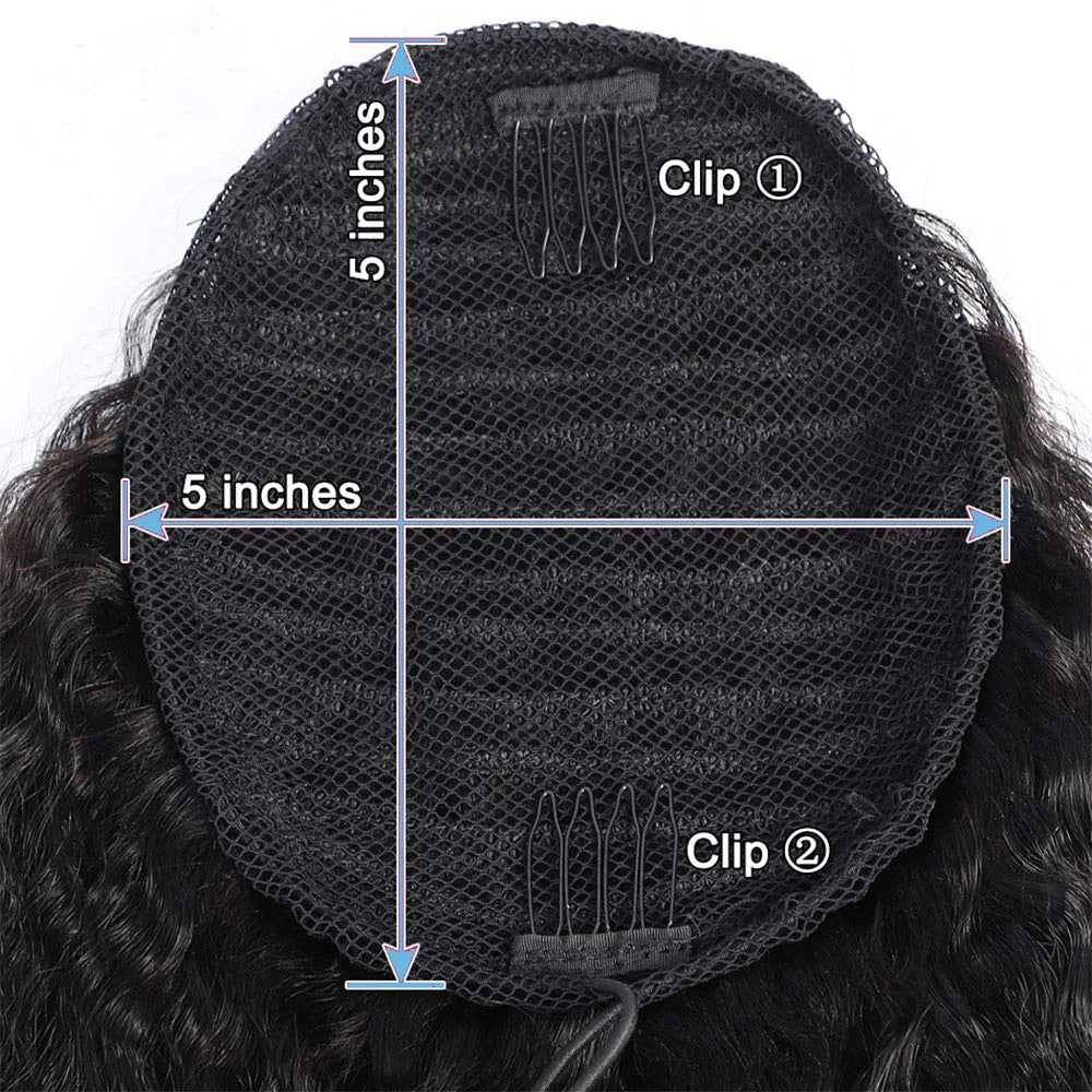 Drawstring Ponytail 100% Human Hair Kinky Straight Ponytail Remy Brazilian Hair Extensions Clip Ins Natural Color Ponytail