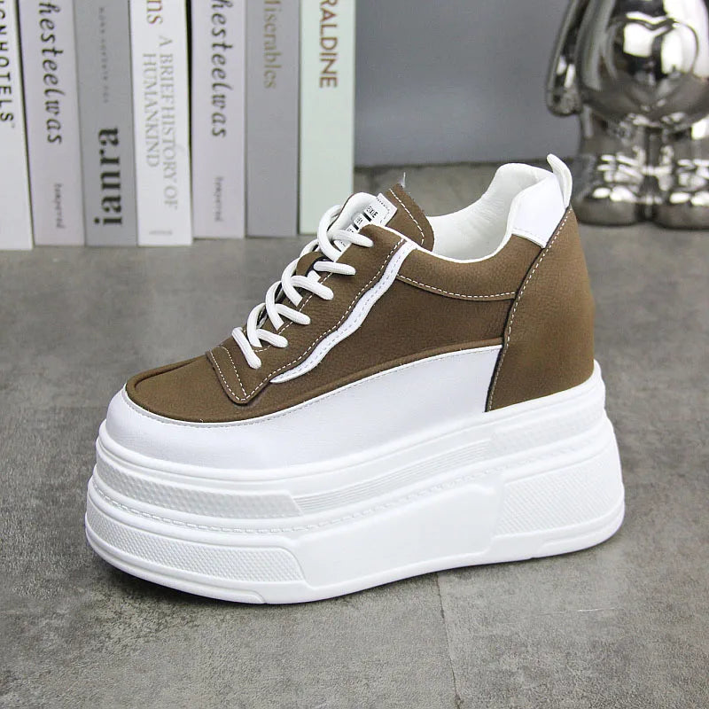 Fujin 10-11CM Synthetic Genuine Leather Boot Ankle Winter Plush Women Autumn Spring Cowboy Platform Wedge High Brand Shoes