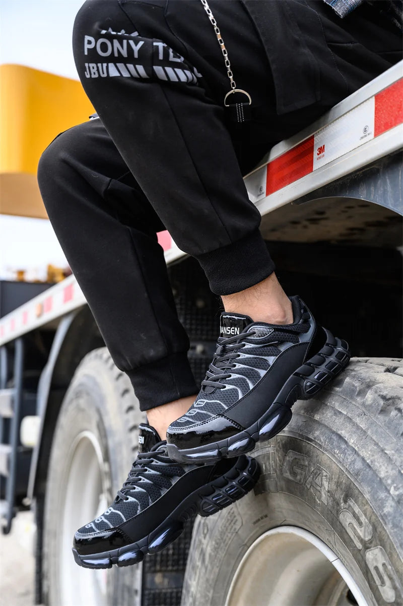 Air Cushion Steel Toe Work Safety Shoes Men Women Non Slip Sneakers Anti-Smash Puncture Proof Security Breathable Shoes Unisex