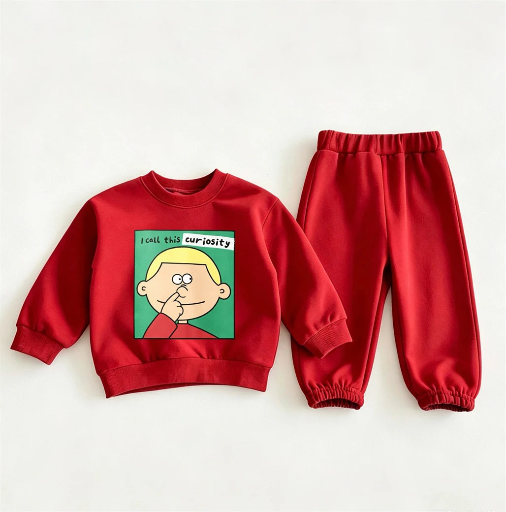 Toddler Fashion Casual Clothes Long-sleeved Outfits Baby Girls Cartoon Sweatshirts+Pants Two Piece Set Outer Wear Kids Tracksuit