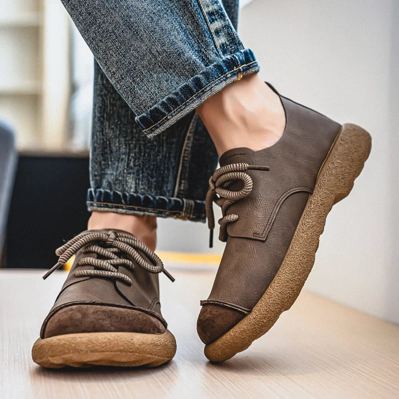 Luxury Brand Men's Casual Shoes Fashion Handmade Walking Shoes Lightweight Leisure Footwear Outdoor Sneakers Leather Work Shoes