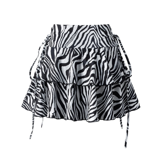 New Zebra Print Skirt Women Summer Fashion Outdoor Versatile High Waist Slim Fit Elastic Waist Short Skirt Goods In Stock