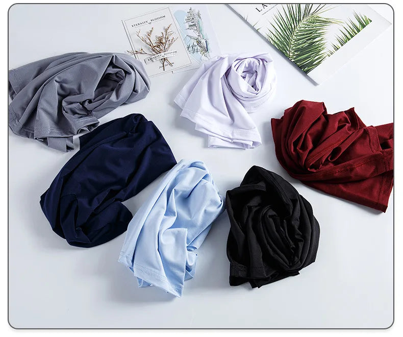 Men's Skinny Undershirt Plus Size Ice Silk Basic Shirts Breathable V-Neck Seamless T-shirt Underwear Thin Slim Bottoming Shirt