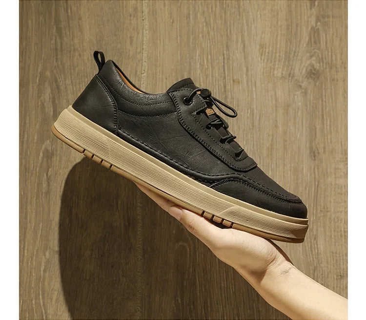 Fashion Cow Leather Casual Sneakers for Men 2025 Designer Soft-sole Men's Board Shoes Spring Autumn Sports Zapatos Para Hombre