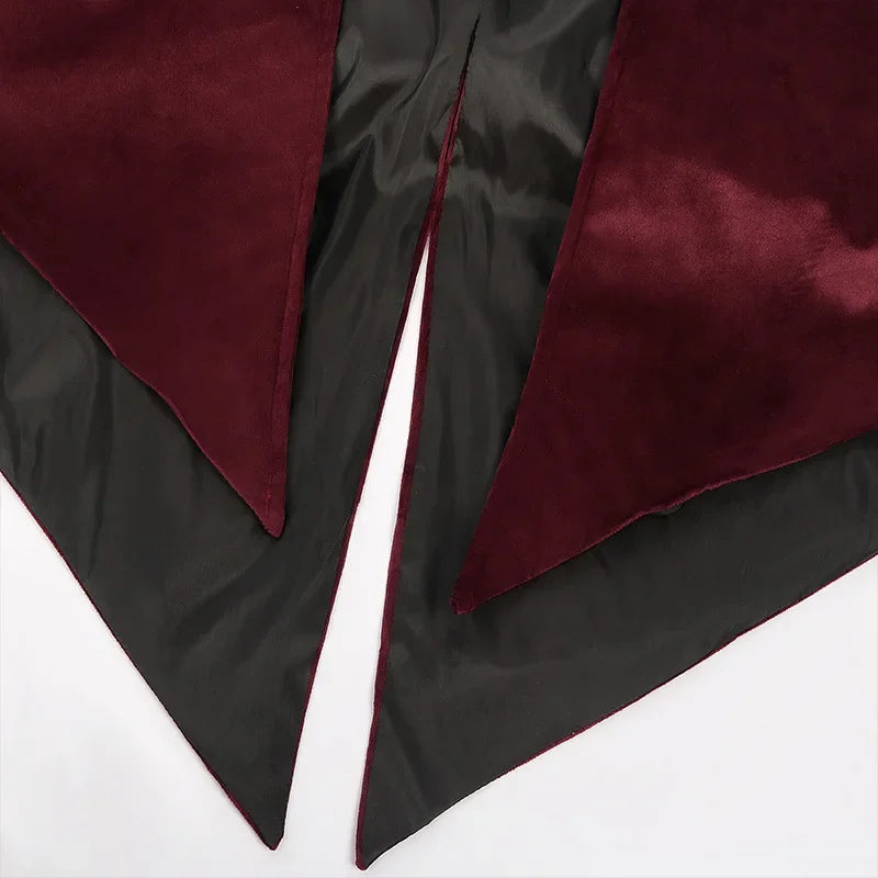 Gothic Steampunk Vintage Medieval Vampire Black Red Coat Men's Cosplay Costume Court Style Nobles Tailcoat for Autumn and Winter