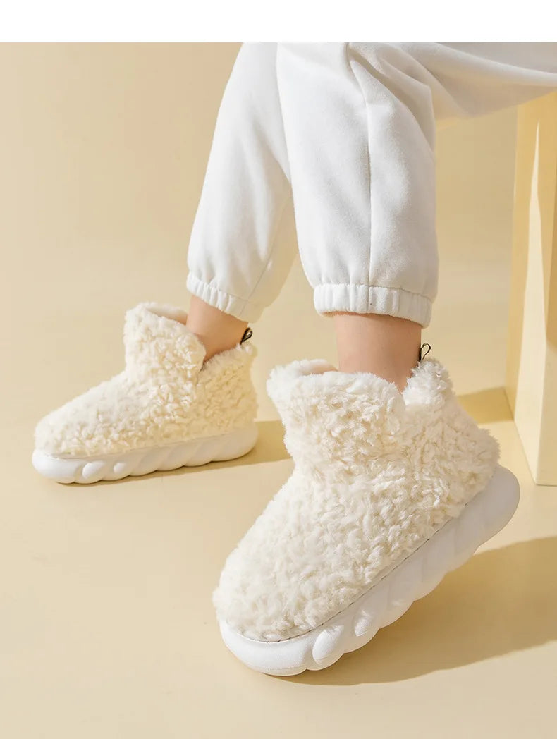 Comwarm Fur Slippers For Women Winter 2023 New Warm Cozy Furry Boots For Home Indoor Cute Soft Sole Plush Slides For Cotton Shoe