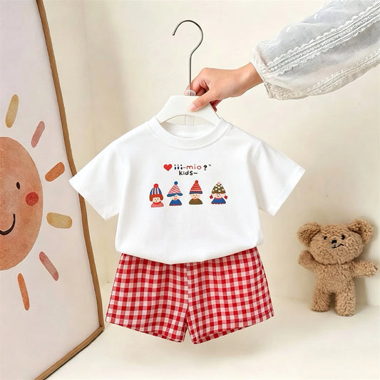 Boutique Children's Wear Girls Sets Summer Short Sleeve Tees + Shorts Casual 2piece/set Kids Clothing Korean Style Outfits 9m-6y